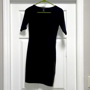 Small Black F21 Dress with Gold Zipper Slit